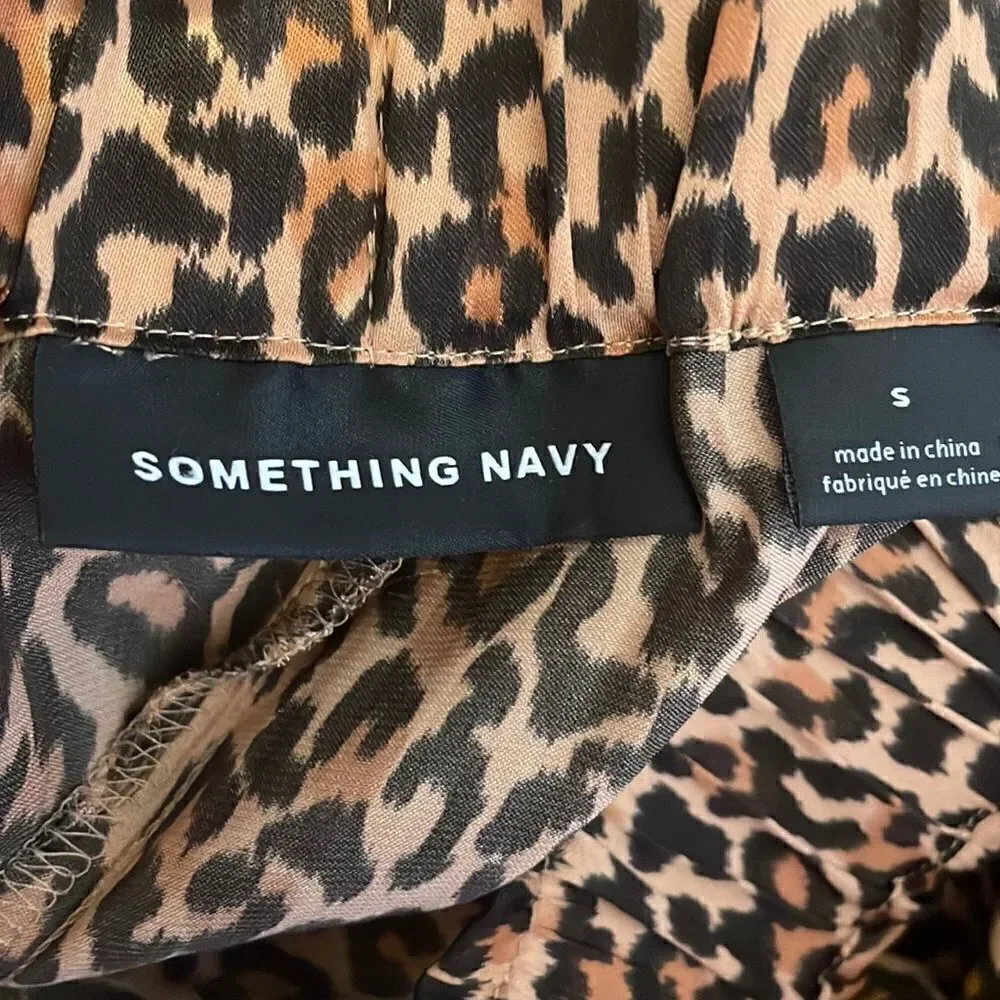 Something Navy Leopard Satin Pajama Short Set S